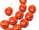 13mm Red ladybug Czech glass beads 6pc per color