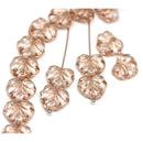 11x13mm Clear maple leaf Czech glass beads, copper inlays - 15pc