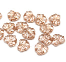 11x13mm Clear maple leaf Czech glass beads, copper inlays - 15pc