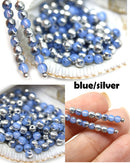 3mm Periwinkle blue silver beads Czech glass small druk spacers, 8g