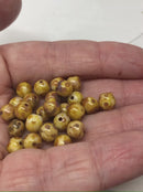 6mm Picasso light brown czech glass round beads 30Pc