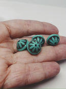 12x14mm Large turquoise fancy bicone dark inlays Czech glass beads 4Pc