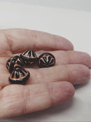 12x14mm Large black fancy bicone copper inlays Czech glass beads 4Pc