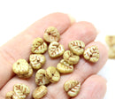 9mm Brown beige leaf beads, Heart shaped glass triangle leaf, picasso finish, 30pc