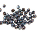 4mm Black czech glass fire polished beads luster - 50Pc