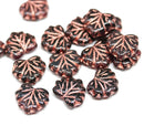 11x13mm Dark red copper wash maple leaf beads, Czech glass - 15pc