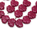 11x13mm Dark red maple czech glass leaf beads, 15pc