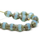 8x6mm Opal blue cathedral Picasso czech glass beads 15Pc
