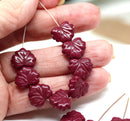 11x13mm Dark red maple czech glass leaf beads, 15pc