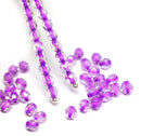 4mm Crystal clear czech glass beads, purple pink holes, fire polished - 50Pc