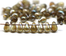 4x6mm Smokey topaz teardrop Czech glass beads, 50Pc