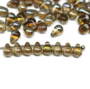 4x6mm Smokey topaz teardrop Czech glass beads, 50Pc