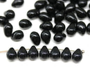 5x7mm Jet Black drop beads, teardrops pressed czech glass, 50pc