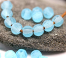 2.5mm hole Frosted blue 8mm melon shape beads, 20pc