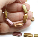 14x7mm Matte metallic czech glass fish beads mix, 20pc