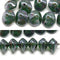 7x11mm Blue green picasso saucer UFO shape Czech glass beads 15Pc
