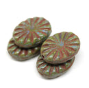 18x12mm Picasso flat oval Czech glass beads sun rays, 4pc
