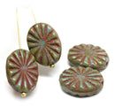 18x12mm Picasso flat oval Czech glass beads sun rays, 4pc