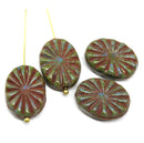 18x12mm Picasso flat oval Czech glass beads sun rays, 4pc