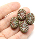18x12mm Picasso flat oval Czech glass beads sun rays, 4pc