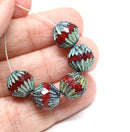 11mm Large bicone beads Picasso finish dark red - 6pc