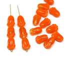 12x8mm Orange tulip flower Czech glass beads for jewelry designs