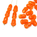 12x8mm Orange tulip flower Czech glass beads for jewelry designs