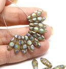 5x16mm Light olive green dagger, matte finish czech glass beads, 15pc