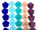 22mm Aqua blue large czech glass flower beads, 2pc