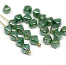 6mm Mixed clear green bicone beads with luster Czech glass beads