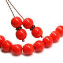 8mm Opaque red czech glass round pressed druk beads 20Pc