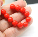 8mm Opaque red czech glass round pressed druk beads 20Pc