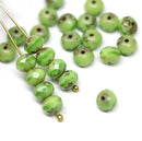 Green rondelle picasso beads authentic Czech glass jewelry supplies