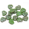 Green maple czech glass leaf beads picasso luster finish 