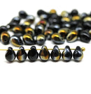 5x7mm Jet Black glass drops, metallic luster - 50pc