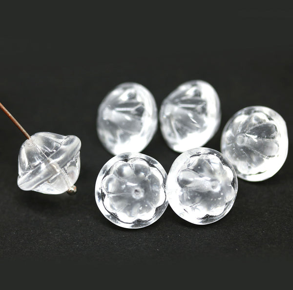 Crustal clear large fancy bicone Czech glass beads for jewelry making