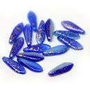 Blue dagger golden flakes czech glass beads DIY jewelry making supply