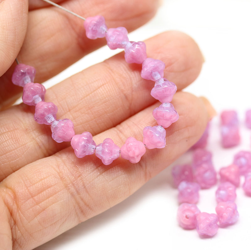 6mm Mixed pink fancy small bicone beads 50pc