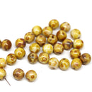 6mm Picasso light brown czech glass round beads for jewelry making