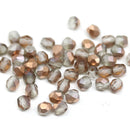 4mm Frosted Apollo copper Czech glass beads, fire polished round faceted spacers, 50Pc