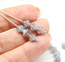 6mm Mixed blue clear fancy small bicone beads, gold wash, 50pc