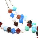 6mm Fancy small bicone Czech glass beads mix, 50pc