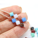 6mm Fancy small bicone Czech glass beads mix, 50pc