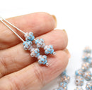 6mm Mixed blue white fancy small bicone beads, gold wash, 50pc