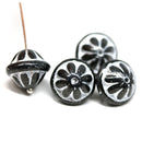 Large black fancy bicone Czech glass pressed beads jewelry making