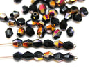 5mm Black bicone beads Vitrail finish Czech glass fire polished 50pc
