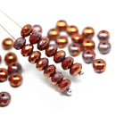 3x5mm Brown red luster finish czech glass rondel beads - 40Pc