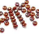 3x5mm Brown red luster finish czech glass rondel beads - 40Pc