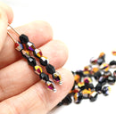 5mm Black bicone beads Vitrail finish Czech glass fire polished 50pc