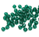 5mm Frosted dark teal green bicone beads Czech glass fire polished, 50pc